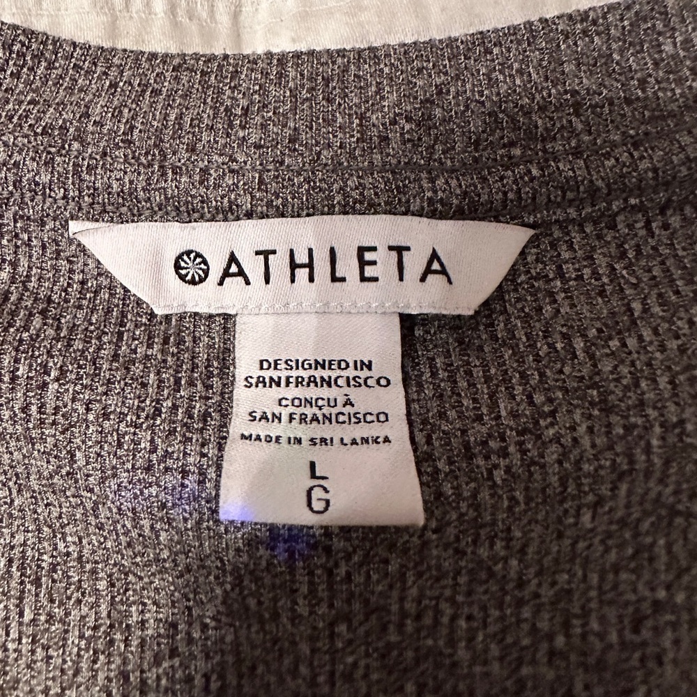 Athleta Uptempo Women’s Grey Ribbed Henley Top - Size L - Picture 10 of 12